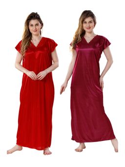 PIU - Womens Premium Soft Satin Nighty (Pack of 2)