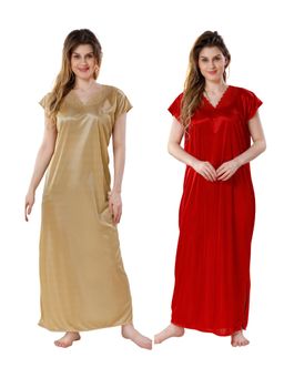 PIU - Womens Premium Soft Satin Nighty (Pack of 2)