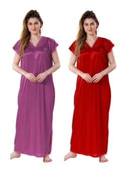 PIU - Womens Premium Soft Satin Nighty (Pack of 2)