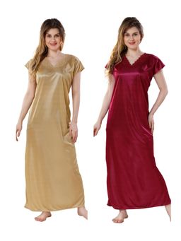 PIU - Womens Premium Soft Satin Nighty (Pack of 2)