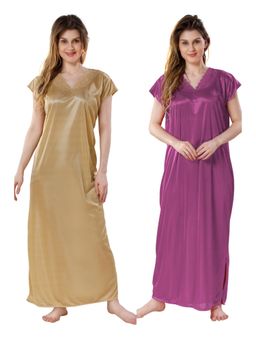 PIU - Womens Premium Soft Satin Nighty (Pack of 2)