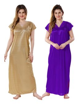 PIU - Womens Premium Soft Satin Nighty (Pack of 2)