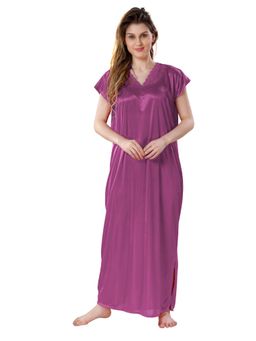 PIU - Womens Premium Soft Satin Nighty Plum