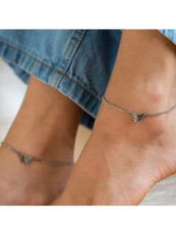 Shaya by CaratLane - Oxidised Chasing My Constant Endeavours Mini Butterfly Anklets in 925 Silver