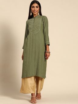 Gerua By Libas - Green Yoke Design Rayon Kurta