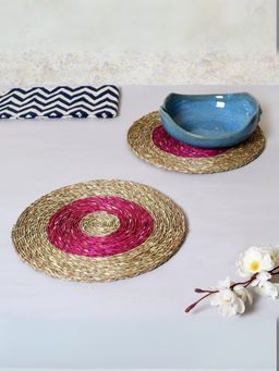 Unravel India - Multi-Color Sabai Grass Coasters (Pack Of 2)