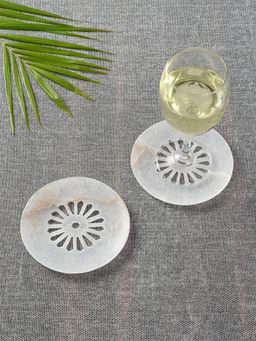 Unravel India - White Coaster In Soap Stone (Pack Of 2)