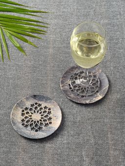 Unravel India - Multi-Color Circular Coaster In Soap Stone (Pack Of 2)