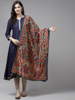 Yufta - Blue Silk Digital Print Dupatta