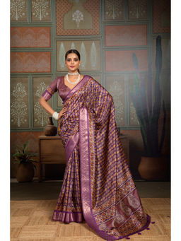 Sedora Couture - Purple Gopeeka Handloom Saree and Unstitched Blouse