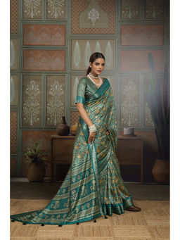 Sedora Couture - Green Gopeeka Handloom Saree and Unstitched Blouse