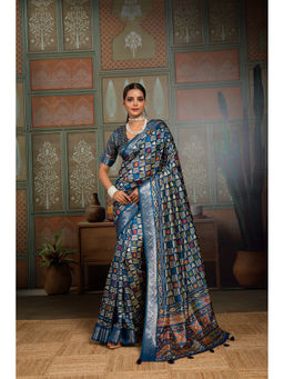 Sedora Couture - Blue Gopeeka Handloom Saree and Unstitched Blouse