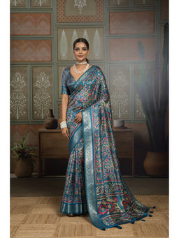 Sedora Couture - Blue Gopeeka Handloom Saree and Unstitched Blouse