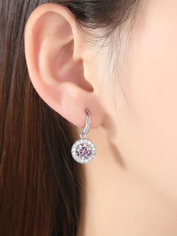 Yellow Chimes - Silver-Toned Circular Drop Earrings