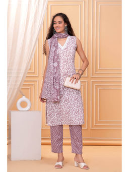 Gahan - Women Pink Cotton Kurta Pant Dupatta (Set of 3)