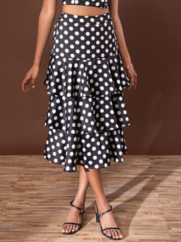 RSVP by Nykaa Fashion - Black Retro Reminiscent Polka Skirt