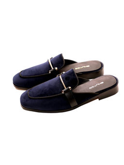 SHUTIQ - Babouche Sapphire Blue Velvet Mules