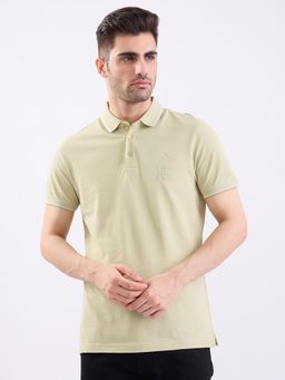 Spykar - Lint Green Slim Fit Casual Polo T-Shirt for Men
