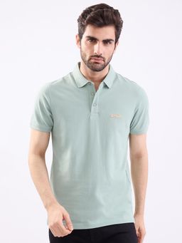 Spykar - Granite Green Slim Fit Casual Polo T-Shirt for Men