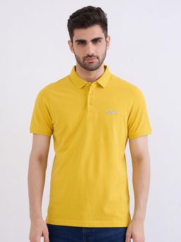 Spykar - Sulphur Yellow Slim Fit Casual Polo T-Shirt for Men