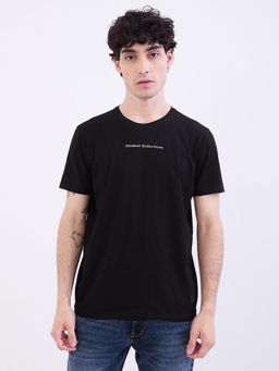 Spykar - Black Slim Fit Casual T-Shirt for Men