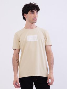 Spykar - Light Fawn Slim Fit Casual T-Shirt for Men