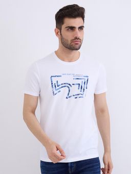 Spykar - White Slim Fit Casual T-Shirt for Men