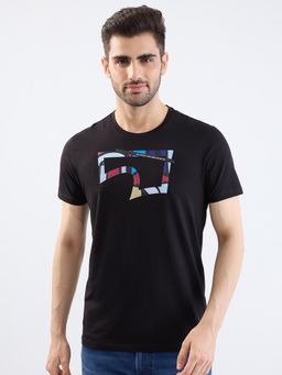 Spykar - Black Slim Fit Casual T-Shirt for Men