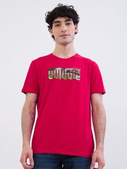 Spykar - True Red Slim Fit Casual T-Shirt for Men