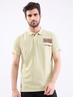 Spykar - Lint Green Slim Fit Casual Polo T-Shirt for Men