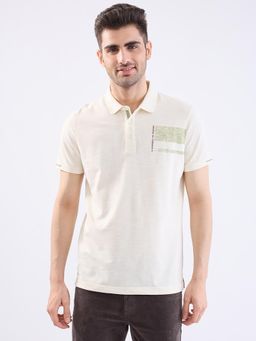 Spykar - Off White Slim Fit Casual Polo T-Shirt for Men