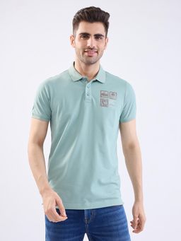 Spykar - Granite Green Slim Fit Casual Polo T-Shirt for Men
