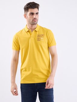 Spykar - Sulphur Yellow Slim Fit Casual Polo T-Shirt for Men