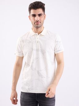 Spykar - White Slim Fit Casual Polo T-Shirt for Men