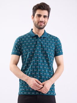 Spykar - Teal Slim Fit Casual Polo T-Shirt for Men