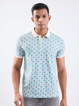 Spykar - Aquatic Blue Slim Fit Casual Polo T-Shirt for Men