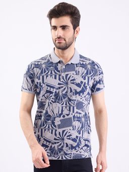 Spykar - Silver Grey Slim Fit Casual Polo T-Shirt for Men