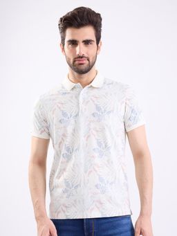 Spykar - Off White Slim Fit Casual Polo T-Shirt for Men