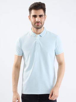 Spykar - Soft Blue Slim Fit Casual Polo T-Shirt for Men