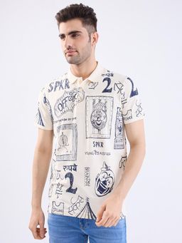 Spykar - Off White Slim Fit Casual Polo T-Shirt for Men