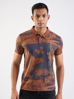 Spykar - Friar Brown Slim Fit Casual Polo T-Shirt for Men