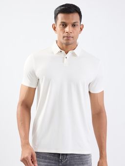 Spykar - Off White Slim Fit Casual Polo T-Shirt for Men