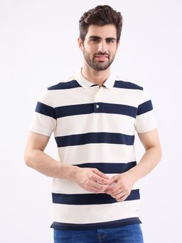 Spykar - Navy Blue Slim Fit Casual Polo T-Shirt for Men