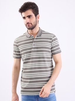 Spykar - Slate Grey Slim Fit Casual Polo T-Shirt for Men