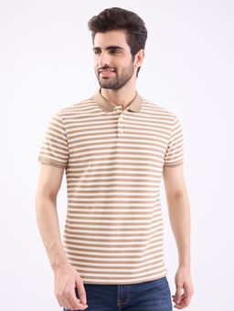 Spykar - Oak Brown Slim Fit Casual Polo T-Shirt for Men
