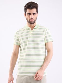 Spykar - Lint Green Slim Fit Casual Polo T-Shirt for Men