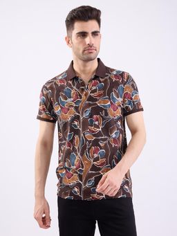 Spykar - Bison Brown Slim Fit Casual Polo T-Shirt for Men