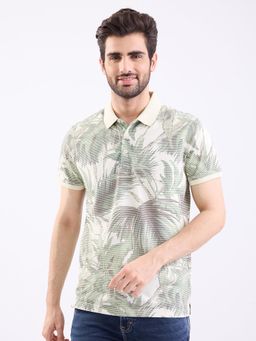 Spykar - Sage Green Slim Fit Casual Polo T-Shirt for Men