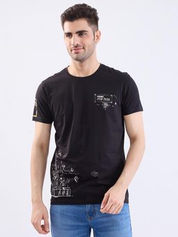 Spykar - Black Slim Fit Casual T-Shirt for Men