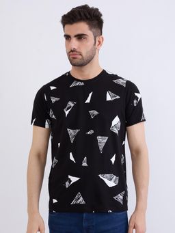 Spykar - Black Slim Fit Casual T-Shirt for Men